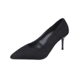 DEANWANGK  Spring and Autumn New Black High Heels Women Low-Cut Pointed-Toe Stilettos Sexy High Sense Classy Shoes