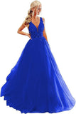 2025V-neck tulle ball dress lace applique long ball dress  new formal evening dress