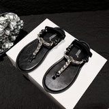 DEANWANGKT  Show Style Bends and Hitches Flip-Flops Casual Velcro Sandals Women's Shoes Outer Wear Flip-Flops Women's Sandals