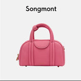 Song Songmont Mountain with Pine Bowling Medium and Small Size Series First Layer Cowhide Portable Crossbody Boston Bag