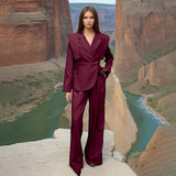 2025 Simple style suit women's  spring new temperament elegant fashion commuter waist suit + loose wide-leg pants