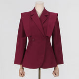 2025 Simple style suit women's  spring new temperament elegant fashion commuter waist suit + loose wide-leg pants