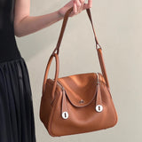 High-Grade New Top Layer TC Cowhide Serafil Line Lindy Bag Large Capacity Fashion Shoulder Crossbody Pillow Bag