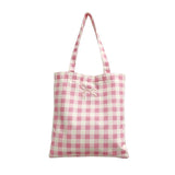 DEANWANGKT 2025 cute plaid shoulder bag popular new little fresh girl fabric tote bag soft cute plaid make-up bag