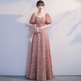 2025 Sequined evening dress women  small temperament chorus performance dress host dress banquet dress