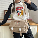 DEANWANGKT 2025 Cute college style girl messenger bag Japanese ins students class versatile mailman bag letter embroidery shoulder bag