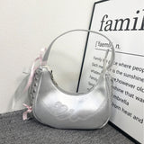 Girl's Small Bag  New Sweet Cool Crescent Underarm Bag Love Embroidered Shoulder Bag Fashion All-Match Handbag