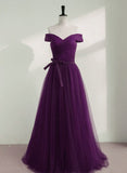 Solvbao Purple A-line Sweetheart Floor Length Evening Dress Bridesmaid Dress, Purple Formal Dress