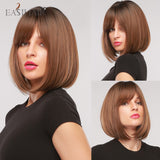 deanwangkt  Short Hair Wig With Bangs Pixie Cut Ombre Black Ash Light Blonde Synthetic Wigs For Women Cosplay Wigs Heat Resistant