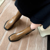 deanwangkt Autumn Shoes     Autumn Women Boots Square Toe Chunky Heel Boots Split Leather Shoes Women Solid Short Boots for Women Fashion Fall Shoes