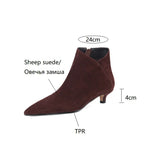 deanwangkt  fashion inspo    NEW Autumn Women Ankle Boots Sheep Suede Shoes Pointed Toe High Heel Shoes Women Concise Thin Heel Boots for Woman botines mujer