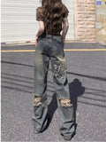 deanwangkt Perforated Jeans, Summer Loose Straight Leg Wide Leg Pants, Niche Stitching, Old Beggar Pants, Women's Jeans