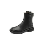 deanwangkt  Autumn Shoes   NEW Fall Shoes Women Split Leather Boots Round Toe Chunky Heel Women Boots Winter Solid Slip-on Ankle Boots Western Boots Women