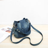 deanwangkt  Casual Denim Bucket bag for women Shoulder Crossbody Bag Multiple pockets  ladies handbag Luxury design Female big Totes blue