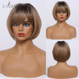 deanwangkt  Short Hair Wig With Bangs Pixie Cut Ombre Black Ash Light Blonde Synthetic Wigs For Women Cosplay Wigs Heat Resistant