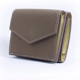 deanwangkt - Short Three Fold Leather Wallet New Fashion Women's Cowhide Cabinet Color Contrast Multi Card Pocket Wallet