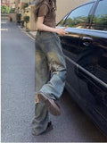 deanwangkt Perforated Jeans, Summer Loose Straight Leg Wide Leg Pants, Niche Stitching, Old Beggar Pants, Women's Jeans