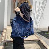 deanwangkt  Denim Shoulder Bags for Women Casual Jeans Handbags Designer Large Shopping Bags Fashion Tote