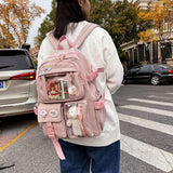 deanwangkt NEW Cute Women Backpacks Waterproof Multi-Pocket Nylon School Backpack for Student Female Girls Kawaii Laptop Book Pack Mochilas