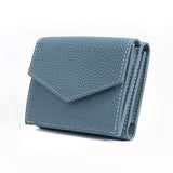 deanwangkt - Short Three Fold Leather Wallet New Fashion Women's Cowhide Cabinet Color Contrast Multi Card Pocket Wallet