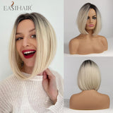 deanwangkt  Short Hair Wig With Bangs Pixie Cut Ombre Black Ash Light Blonde Synthetic Wigs For Women Cosplay Wigs Heat Resistant