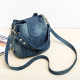 deanwangkt  Casual Denim Bucket bag for women Shoulder Crossbody Bag Multiple pockets  ladies handbag Luxury design Female big Totes blue