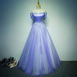 Solvbao Light Purple Tulle Long Off Shoulder Long Party Dress, Lavender Prom Dress