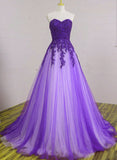 Solvbao Beautiful Sweetheart Purple Tulle Ball Gowns, Evening Gowns, Prom Dresses for Junior