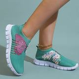 deanwangkt - Cyan Casual Patchwork Printing Round Comfortable Shoes