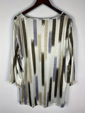 Plus Size Casual Top, Women's Plus Random Print Half Sleeve V Neck Slight Stretch Tunic Top