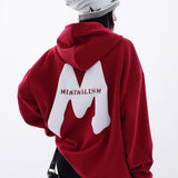 Minimalism Letter Print Drawstring Oversized Pocket Hoodies, Casual Fall Winter Sweatshirt, Women's Clothing