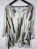 Plus Size Casual Top, Women's Plus Random Print Half Sleeve V Neck Slight Stretch Tunic Top