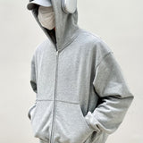 Men's Solid Color Zipper Hooded Jacket, Casual Comfy Loose Long Sleeve Hoodie, Men's Clothing