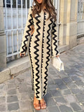 Striped Bodycon Sweater Flare Long Sleeve Dress, Cut Out Long Sleeve Casual Dress, Women's Clothing