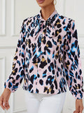 Women's Blouses Fashion Allover Print Bow Neck Blouse