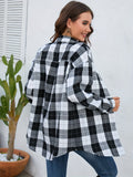 Plaid Pattern Button Down Shirt, Casual Long Sleeve Lapel Shirt, Women's Clothing