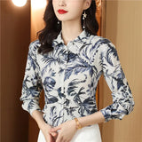 Fashion Plus Size Shirts Designer Tops Women's Lapel Runway Button Shirt Long Sleeve Spring Autumn Winter Office Ladies Printed Blouses Back to School Top