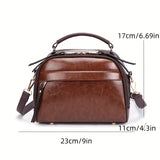 Retro Style Crossbody Bag, Vegan Leather Pillow Handbag, Women's Top Handle Multi Pocket Purse