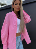 V-neck Loose Lapel Blouses, Casual Button Down Long Sleeve Fashion Spring Summer Shirts Tops, Women's Clothing