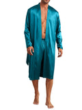 Mens Ultra-Comfortable Casual Pajama Sets - Stylish Solid Robe with Adjustable Lace Up, Roomy Shorts - Seamless One-piece Home Wear - Luxury Sleepwear for Lounging