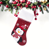 No Feather Custom Embroidered Polyester Christmas Stockings, Classic Style, Festive Holiday Decor with Elderly Snowman, Penguin, and Reindeer Designs for Home & Kitchen Use