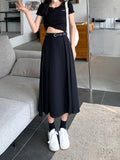 Pleated High Waist Skirt, Elegant Skirt For Spring & Summer, Women's Clothing