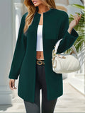 Solid Open Front Pocket Cardigan, Casual Long Sleeve Sweater For Spring & Fall, Women's Clothing