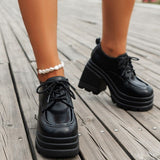 deanwangkt - Black Casual Frenulum Solid Color Round Out Door Wedges Shoes (Heel Height 3.94in)