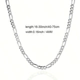 1PCS Figaro Chain Necklace - Durable Silver Plated, Timeless Classic Design, Adjustable 16-30 inches, Unisex Punk Hip Hop Jewelry for Men and Women - Unique Figaro Chain Link Design