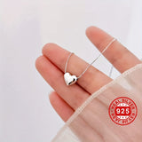 925 Sterling Silver Mini Love Heart Pendant Necklace Simple Style Neck Chain Jewelry Decoration