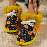 deanwangkt - Black Casual Patchwork Frenulum Printing Round Keep Warm Comfortable Out Door Shoes