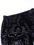 deanwangkt-1  Gothic Floral Print High Waist Pants, Elegant Flare Leg Pants, Women's Clothing