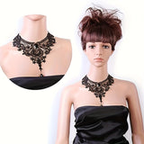 5pc Gothic Steampunk Choker Necklaces Set For Women Elegant Pedant Design Black Lace Collar Necklace Jewelry, Punk Style Festive Costume Accessories