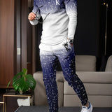 Mens Trendy Graphic Novelty Pajama Loungewear Set - Soft & Cozy Sweatshirts and Jogger Pants, 2-Piece Long Sleeve Tops & Bottoms for Casual Comfort